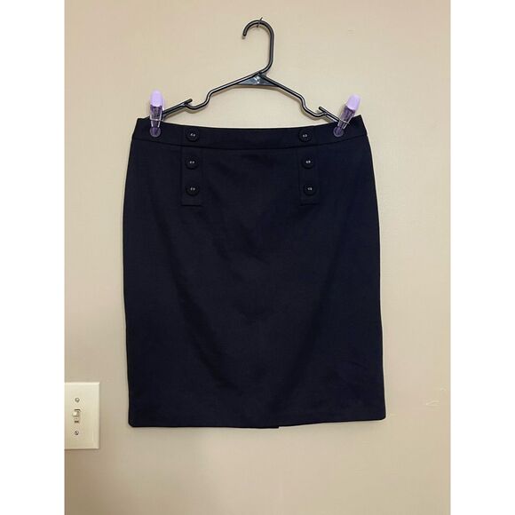 Talbots Women’s Black A-Line Button Skirt Petite 12 - Picture 1 of 10